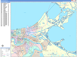 New Orleans Wall Map Color Cast Style 2026